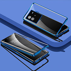 Coque Rebord Bumper Luxe Aluminum Metal Miroir 360 Degres Housse Etui Aimant P02 pour Vivo iQOO Neo6 5G Bleu