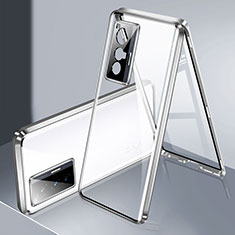 Coque Rebord Bumper Luxe Aluminum Metal Miroir 360 Degres Housse Etui Aimant P02 pour Vivo X70 5G Argent