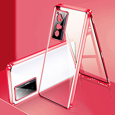 Coque Rebord Bumper Luxe Aluminum Metal Miroir 360 Degres Housse Etui Aimant P02 pour Vivo X70 5G Rouge