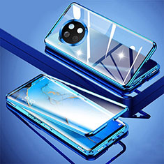 Coque Rebord Bumper Luxe Aluminum Metal Miroir 360 Degres Housse Etui Aimant P02 pour Xiaomi Mi 10T Lite 5G Bleu