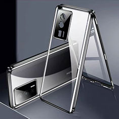 Coque Rebord Bumper Luxe Aluminum Metal Miroir 360 Degres Housse Etui Aimant P02 pour Xiaomi Poco F5 Pro 5G Noir