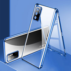 Coque Rebord Bumper Luxe Aluminum Metal Miroir 360 Degres Housse Etui Aimant P02 pour Xiaomi POCO M3 Pro 5G Bleu