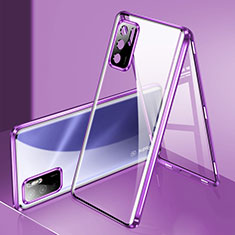 Coque Rebord Bumper Luxe Aluminum Metal Miroir 360 Degres Housse Etui Aimant P02 pour Xiaomi POCO M3 Pro 5G Violet