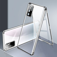 Coque Rebord Bumper Luxe Aluminum Metal Miroir 360 Degres Housse Etui Aimant P02 pour Xiaomi Redmi Note 10 5G Argent