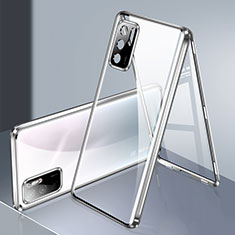 Coque Rebord Bumper Luxe Aluminum Metal Miroir 360 Degres Housse Etui Aimant P02 pour Xiaomi Redmi Note 10T 5G Argent