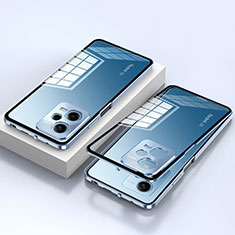 Coque Rebord Bumper Luxe Aluminum Metal Miroir 360 Degres Housse Etui Aimant P02 pour Xiaomi Redmi Note 12 5G Bleu