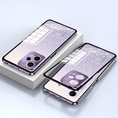 Coque Rebord Bumper Luxe Aluminum Metal Miroir 360 Degres Housse Etui Aimant P02 pour Xiaomi Redmi Note 12 5G Violet