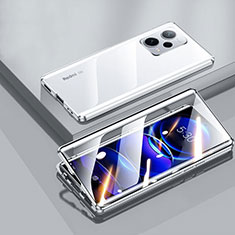 Coque Rebord Bumper Luxe Aluminum Metal Miroir 360 Degres Housse Etui Aimant P02 pour Xiaomi Redmi Note 12 Explorer Argent
