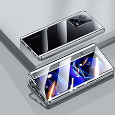 Coque Rebord Bumper Luxe Aluminum Metal Miroir 360 Degres Housse Etui Aimant P02 pour Xiaomi Redmi Note 12 Pro 5G Noir