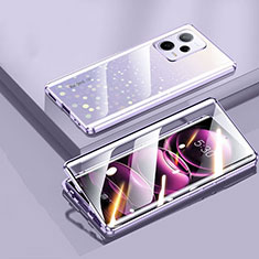 Coque Rebord Bumper Luxe Aluminum Metal Miroir 360 Degres Housse Etui Aimant P02 pour Xiaomi Redmi Note 12 Pro 5G Violet