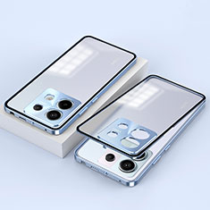Coque Rebord Bumper Luxe Aluminum Metal Miroir 360 Degres Housse Etui Aimant P02 pour Xiaomi Redmi Note 13 Pro 5G Bleu