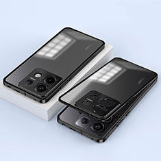 Coque Rebord Bumper Luxe Aluminum Metal Miroir 360 Degres Housse Etui Aimant P02 pour Xiaomi Redmi Note 13 Pro 5G Noir