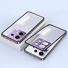 Coque Rebord Bumper Luxe Aluminum Metal Miroir 360 Degres Housse Etui Aimant P02 pour Xiaomi Redmi Note 13 Pro 5G Violet