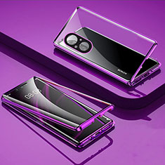 Coque Rebord Bumper Luxe Aluminum Metal Miroir 360 Degres Housse Etui Aimant P03 pour Huawei Honor 50 SE 5G Violet