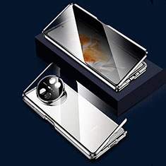 Coque Rebord Bumper Luxe Aluminum Metal Miroir 360 Degres Housse Etui Aimant P03 pour Huawei Mate X3 Argent