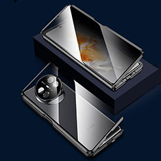 Coque Rebord Bumper Luxe Aluminum Metal Miroir 360 Degres Housse Etui Aimant P03 pour Huawei Mate X3 Noir