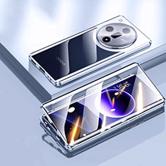 Coque Rebord Bumper Luxe Aluminum Metal Miroir 360 Degres Housse Etui Aimant P03 pour Oppo Find X7 5G Argent