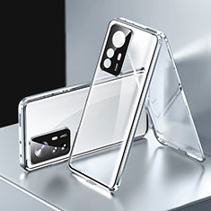 Coque Rebord Bumper Luxe Aluminum Metal Miroir 360 Degres Housse Etui Aimant P03 pour Xiaomi Mi 12T 5G Argent