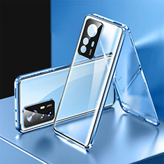 Coque Rebord Bumper Luxe Aluminum Metal Miroir 360 Degres Housse Etui Aimant P03 pour Xiaomi Mi 12T 5G Bleu