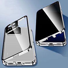 Coque Rebord Bumper Luxe Aluminum Metal Miroir 360 Degres Housse Etui Aimant P03 pour Xiaomi Mi 13 5G Argent