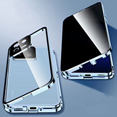 Coque Rebord Bumper Luxe Aluminum Metal Miroir 360 Degres Housse Etui Aimant P03 pour Xiaomi Mi 13 5G Bleu