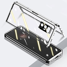 Coque Rebord Bumper Luxe Aluminum Metal Miroir 360 Degres Housse Etui Aimant P03 pour Xiaomi Mix Fold 5G Argent
