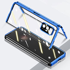 Coque Rebord Bumper Luxe Aluminum Metal Miroir 360 Degres Housse Etui Aimant P03 pour Xiaomi Mix Fold 5G Bleu
