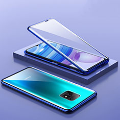 Coque Rebord Bumper Luxe Aluminum Metal Miroir 360 Degres Housse Etui Aimant P03 pour Xiaomi Redmi 10X 5G Bleu
