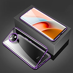 Coque Rebord Bumper Luxe Aluminum Metal Miroir 360 Degres Housse Etui Aimant P03 pour Xiaomi Redmi Note 9T 5G Violet