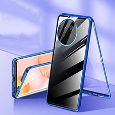 Coque Rebord Bumper Luxe Aluminum Metal Miroir 360 Degres Housse Etui Aimant P04 pour OnePlus 11 5G Bleu