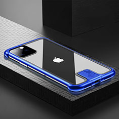 Coque Rebord Bumper Luxe Aluminum Metal Miroir 360 Degres Housse Etui Aimant pour Apple iPhone 11 Pro Bleu