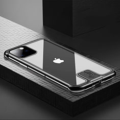 Coque Rebord Bumper Luxe Aluminum Metal Miroir 360 Degres Housse Etui Aimant pour Apple iPhone 11 Pro Max Noir