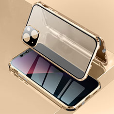 Coque Rebord Bumper Luxe Aluminum Metal Miroir 360 Degres Housse Etui Aimant pour Apple iPhone 13 Mini Or
