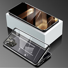 Coque Rebord Bumper Luxe Aluminum Metal Miroir 360 Degres Housse Etui Aimant pour Apple iPhone 14 Pro Max Noir