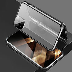 Coque Rebord Bumper Luxe Aluminum Metal Miroir 360 Degres Housse Etui Aimant pour Apple iPhone 15 Plus Noir