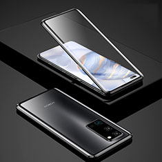 Coque Rebord Bumper Luxe Aluminum Metal Miroir 360 Degres Housse Etui Aimant pour Huawei Honor 30 Pro Noir