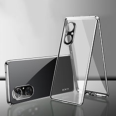 Coque Rebord Bumper Luxe Aluminum Metal Miroir 360 Degres Housse Etui Aimant pour Huawei Honor 50 SE 5G Argent