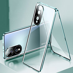 Coque Rebord Bumper Luxe Aluminum Metal Miroir 360 Degres Housse Etui Aimant pour Huawei Honor 70 5G Vert