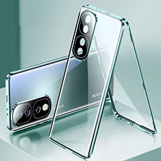 Coque Rebord Bumper Luxe Aluminum Metal Miroir 360 Degres Housse Etui Aimant pour Huawei Honor 70 Pro 5G Vert