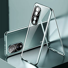 Coque Rebord Bumper Luxe Aluminum Metal Miroir 360 Degres Housse Etui Aimant pour Huawei Honor 90 5G Vert