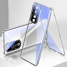Coque Rebord Bumper Luxe Aluminum Metal Miroir 360 Degres Housse Etui Aimant pour Huawei Honor 90 Pro 5G Argent