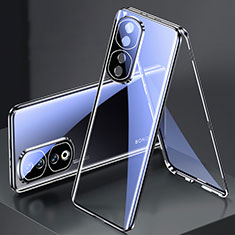 Coque Rebord Bumper Luxe Aluminum Metal Miroir 360 Degres Housse Etui Aimant pour Huawei Honor 90 Pro 5G Noir