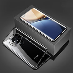 Coque Rebord Bumper Luxe Aluminum Metal Miroir 360 Degres Housse Etui Aimant pour Huawei Honor Magic3 5G Noir