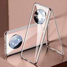 Coque Rebord Bumper Luxe Aluminum Metal Miroir 360 Degres Housse Etui Aimant pour Huawei Honor Magic3 Pro 5G Or