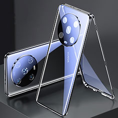 Coque Rebord Bumper Luxe Aluminum Metal Miroir 360 Degres Housse Etui Aimant pour Huawei Honor Magic4 Pro 5G Noir