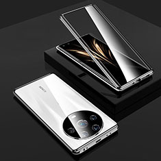 Coque Rebord Bumper Luxe Aluminum Metal Miroir 360 Degres Housse Etui Aimant pour Huawei Honor Magic4 Ultimate 5G Argent