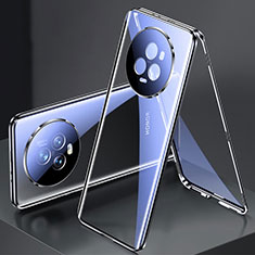 Coque Rebord Bumper Luxe Aluminum Metal Miroir 360 Degres Housse Etui Aimant pour Huawei Honor Magic5 5G Noir