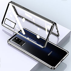 Coque Rebord Bumper Luxe Aluminum Metal Miroir 360 Degres Housse Etui Aimant pour Huawei Honor Play4 Pro 5G Noir