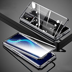 Coque Rebord Bumper Luxe Aluminum Metal Miroir 360 Degres Housse Etui Aimant pour Huawei Honor X10 Max 5G Noir
