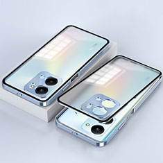 Coque Rebord Bumper Luxe Aluminum Metal Miroir 360 Degres Housse Etui Aimant pour Huawei Honor X7a Bleu